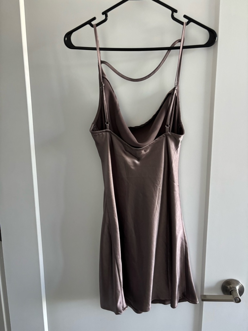 Satin Cowl Slip Dress in Silver - Picture 2 of 3